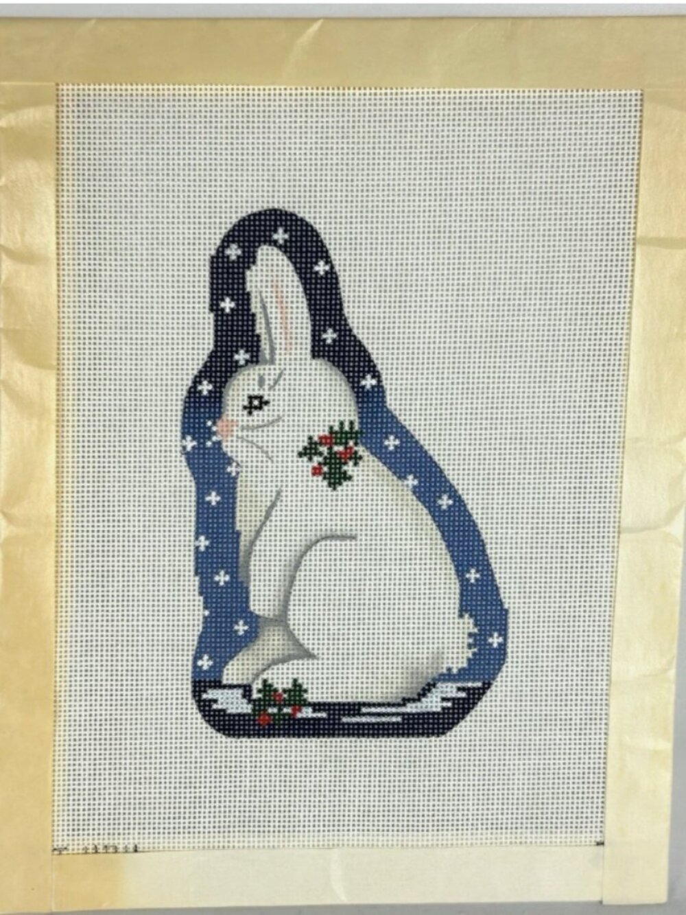 Associated Talents Christmas Bunny Rabbit Handpainted Needlepoint Canvas 18 Ct